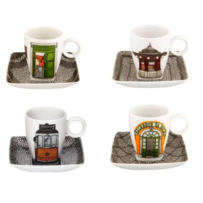 Set 4 Coffee Cups & Saucers