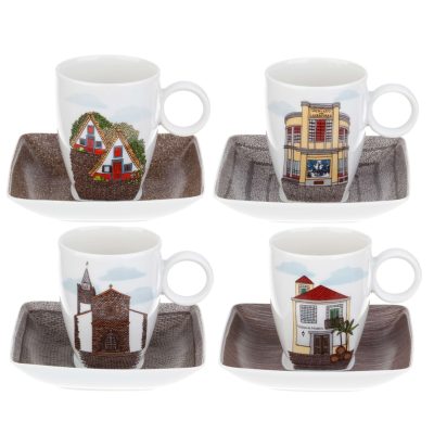 Set 4 Coffee Cups & Saucers