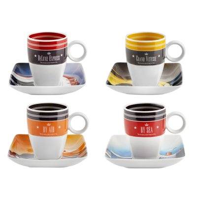 Set 4 Coffee Cups and Saucers