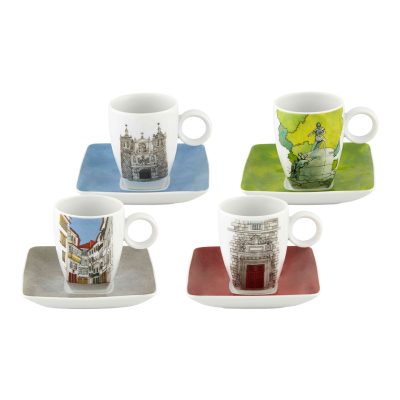 Set 4 Coffee Cups & Saucers