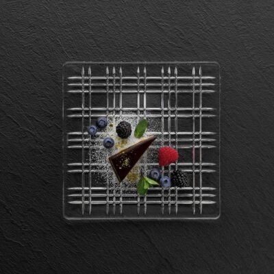 Nachtmann | Square | Square Plate | 21 cm | Crystal | Smoke | Set of 2