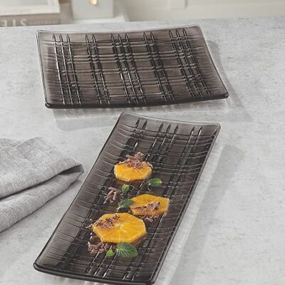 Nachtmann | Square | Rectangular Plate | Large | 42 cm |  Crystal | Smoke | 1 pc