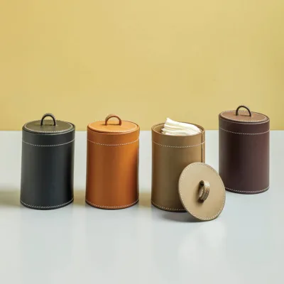 Three Sixty Degree | Desk Bin | Recycled Leather | Cognac | 1 pc