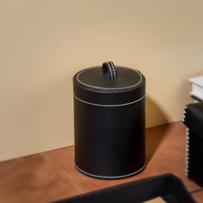 Three Sixty Degree | Desk Bin | Recycled Leather | Black | 1 pc
