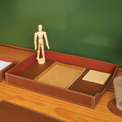 Three Sixty Degree | A4 Letter Tray | Faux Leather | Cognac | 1 pc