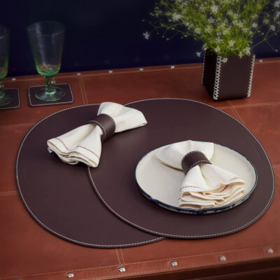 Three Sixty Degree | Bella - Napkin Rings | Recycled Leather | Bordeaux | Set of 4