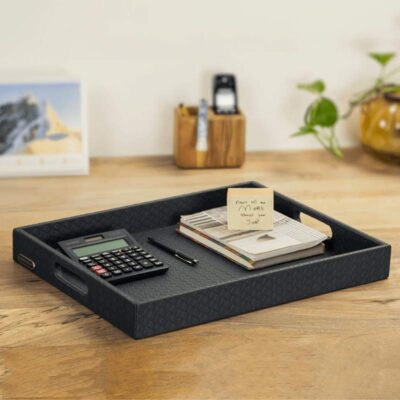 Three Sixty Degree | Entwine - Large Tray | Vegan Leather | Grey | 1 Piece