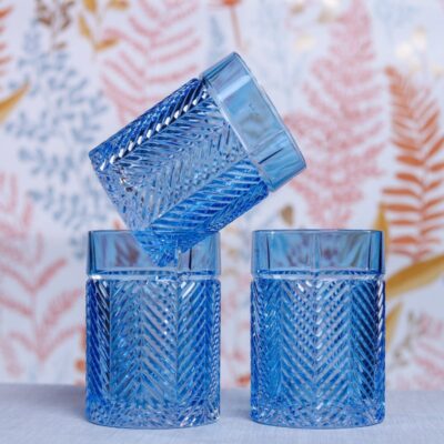 Nachtmann | Fishbone | Whisky Tumblers | 409 ml | Crystal | Blue | Set of 6