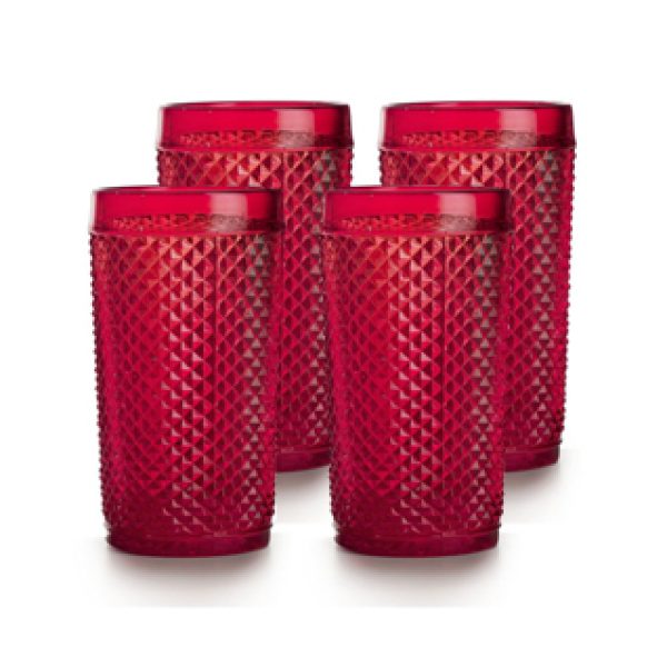 Set with 4 Highballs Red