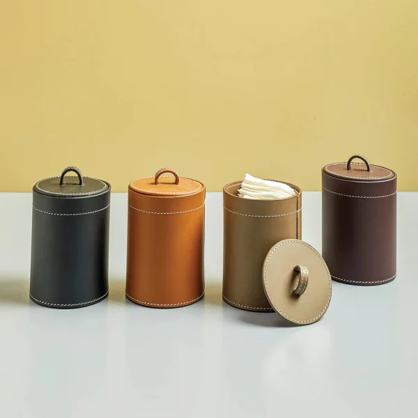 Three Sixty Degree | Desk Bin | Recycled Leather | Cognac | 1 pc