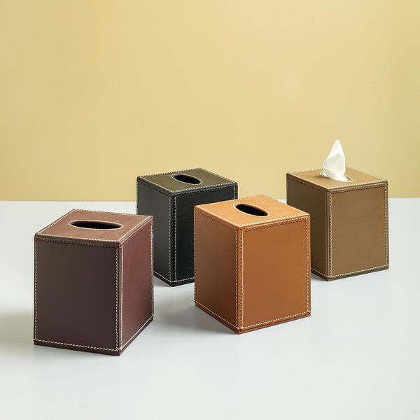Three Sixty Degree | Square Tissue Box | Recycled Leather |