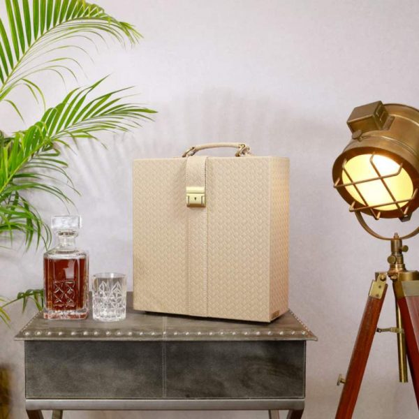 Three Sixty Degree | Entwine - Briefcase Portable Bar | Vegan Leather | Beige | 1 pc