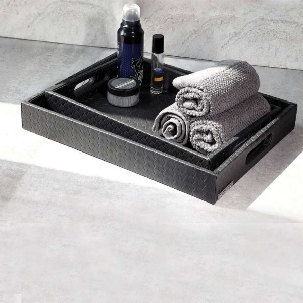 Three Sixty Degree | Serving Trays | Vegan Leather | Black | Set of 2