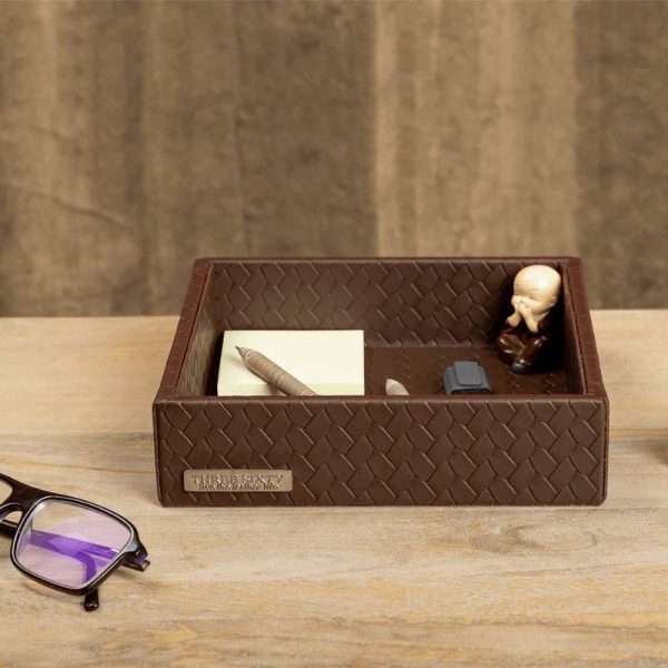 Three Sixty Degree | Entwine -  Valet Tray | Vegan Leather | Brown | 1 pc
