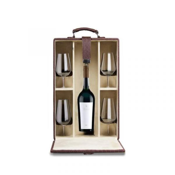 Three Sixty Degree | Wine Bottle Holder | Vegan Leather | Brown | 1 pc