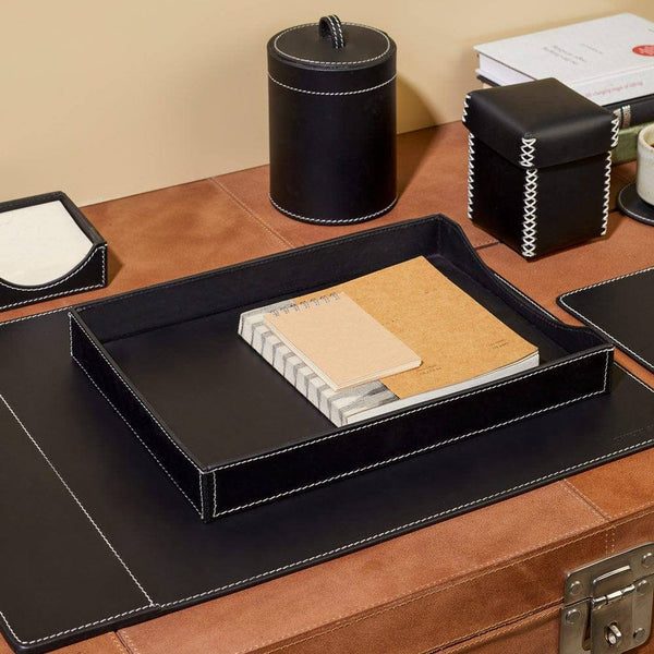 Three Sixty Degree | A4 Letter Tray | Faux Leather | Black | 1 pc